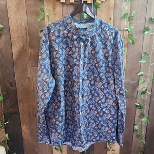 Cody James Core Blue Paisley Buttondown Shirt. Size XL